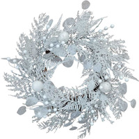 24 in. Un-Lit Decorated White Rattan Wreath