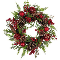 24 in. Un-Lit Decorated Green Rattan Wreath