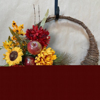 AI-FL7056-Q04 24 in. Fall Colored Flowers & Apples Half Wreath, Multi Color - Set of 4