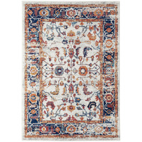 8 x 10 ft. Orange Floral Power Loom Rectangle Area Rug