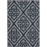 2 x 4 ft. Navy Geometric Stain Resistant Indoor & Outdoor Rectangle Area Rug - Blue and Ivory - 2 x 4 ft.