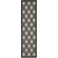 2 x 7 ft. Beige Geometric Stain Resistant Indoor & Outdoor Rectangle Area Rug - Beige and Black - 2 x 7 ft.