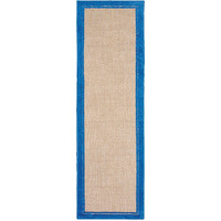 2 x 8 ft. Sand Stain Resistant Indoor & Outdoor Rectangle Area Rug - Blue and Beige