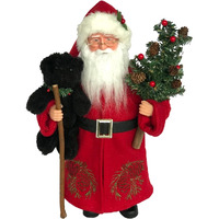 15 in. Pine Cone Santa & Black Bear