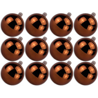 2.5 in. Shiny Ball Ornament with Wire & UV Coating, Brown - Pack of 12