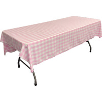 TCcheck60x84-PinkK37 Checkered Rectangular Tablecloth, White & Pink - 60 x 84 in.