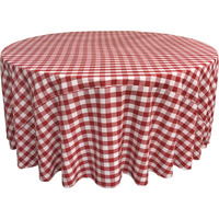 TCcheck120R-RedK98 Polyester Gingham Checkered Tablecloth - White & Red - 120 in. Round