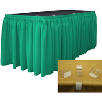 SKT-Pop-14x29-10Lclips-JadeP53 Polyester Poplin Table Skirt with 10 L-Clips - Jade - 14 ft. x 29 in.