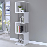 White and Chrome 4-tier Bookcase