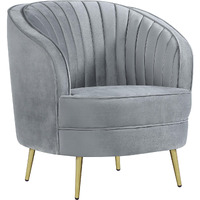 Grey and Gold Upholstered Tufted Chair