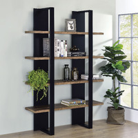 Mystrene Black and Walnut 4-Shelf Bookcase