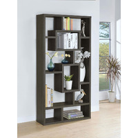 Weathered Grey 10-Shelf Open Back Bookcase