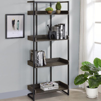 Dark Oak and Sandy Black 4-Shelf Open Back Bookcase