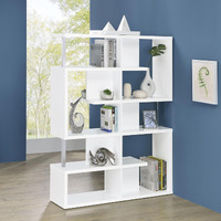 White and Chrome 5-Tier Geometric Bookcase