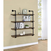 Black and Rustic Oak 40-inch Wall Shelf