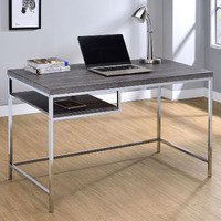 Weathered Grey and Chrome Rectangular Writing Desk