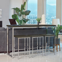 Dark Oak and Chrome 4-Piece Counter Height Table Set