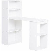 HOMCOM Modern Home Office Desk with 6-Tier Storage Shelves, 47" Writing Table with Bookshelf, White