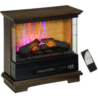 HOMCOM 26" Electric Fireplace Stove with Remote Control, 12H Timer, Brown