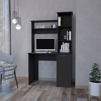 Black 3-Tier Storage Shelves Computer Desk