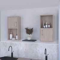 White Oak 2 Bathroom Medicine Cabinets with Open Shelf