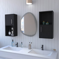 Black 2 Bathroom Medicine Cabinets with Open Shelf