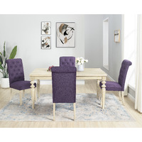 Amonia 5-piece Dining Set, Turned-Leg Dining Table with 4 Tufted Chairs