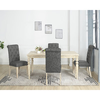 Amonia 5-piece Dining Set, Turned-Leg Dining Table with 4 Tufted Chairs