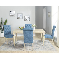 Amonia 5-piece Dining Set, Turned-Leg Dining Table with 4 Tufted Chairs