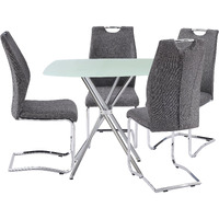 5 Pieces 36" Inch Contemporary Elegance Squared Dining Set In Gray