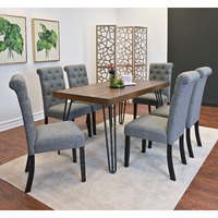 Ashford 7-Piece Dining Set, Hairpin Dining Table with 6 Chairs, 4 Color Options