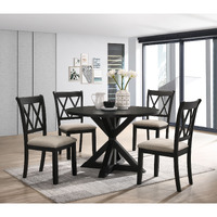 indvale Cross-Buck Wood 5-Piece Dining Set in Black