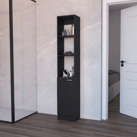 Black Linen Cabinet with 1-Door