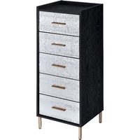 Black and Silver 4-drawer Jewelry Armoire with Lift-top