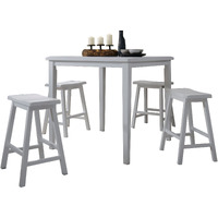 White 5-piece Counter Height Set with Saddle Stools