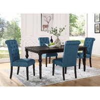 Leviton Urban Style Wood Dark Wash Turned-Leg Dining Set: Table and 4 Chairs, Blue