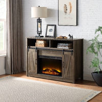 Rustic Oak 2-Door Fireplace with 2 Shelves