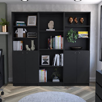 Isabella Black 3 Piece Living Room Set with 3 Bookcases