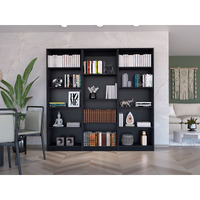 Lowell Black 3 Piece Living Room Set with 3 Bookcases