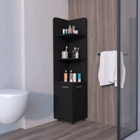 Black 2-Door Cabinet with 3 Corner Shelves