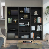 York Black 3 Piece Living Room Set with 3 Bookcases