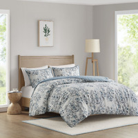 3 Piece Floral Printed Cotton Duvet Cover Set