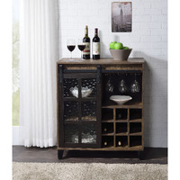 Rustic Oak and Black Wine Cabinet with Door