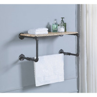 Mankato Oak and Sandy Grey Wall Rack with Shelf