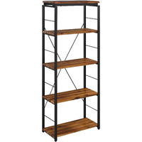 Oak and Black 4-shelf Bookcase