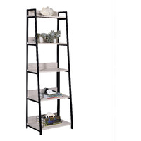 Natural and Black Ladder 5-tier Bookshelf