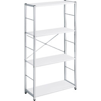 White and Chrome 4-Tier Rectangular Bookshelf