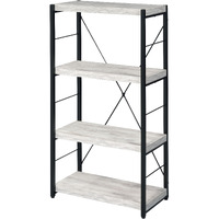 Antique White and Black 3-shelf Bookcase