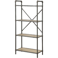 Antique Oak and Sandy Grey 4-tier Bookcase