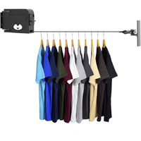 SOGA 160mm Wall-Mounted Clothes Line Dry Rack Retractable Space-Saving Foldable Hanger Black